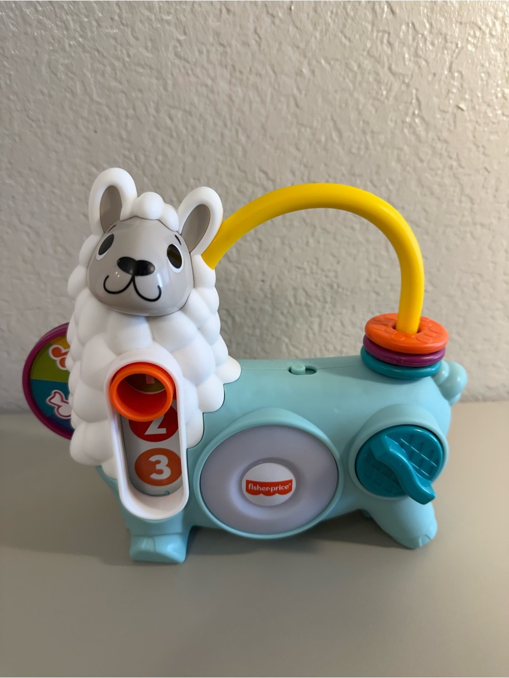 Fisher-Price Blue & White Llama Activity Toy with Yellow Handle